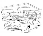 Printable Cars Lightning McQueen with friends a4 disney coloring pages
