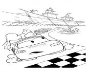 Printable Cars Lightning McQueen in racing a4 disney coloring pages