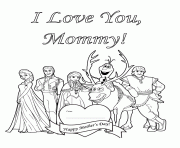 Printable happy mothers day from disney frozen cast coloring pages