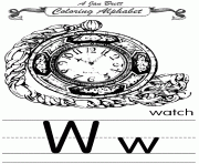 Printable coloring alphabet traditional watch coloring pages
