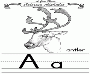 Printable coloring alphabet traditional antler coloring pages