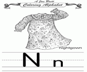 Printable coloring alphabet traditional nightgown coloring pages