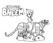 Printable Chota Bheem Ride on Tiger Back coloring pages