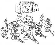 Printable Chota Bheem and Friends Fighting Stance coloring pages