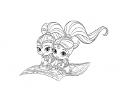 Printable Shimmer Shine Cute girls coloring pages