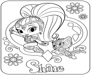 Printable Sweet Genie Shine and Pet Tiger coloring pages
