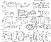 Printable quotes word sunshine coloring pages