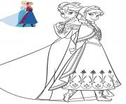 Printable Anna and Elsa beautiful dresses frozen coloring pages