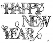 Printable adult zentangle happy new year by cathym coloring pages