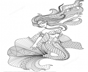 Printable mermaid zentangle adults coloring pages