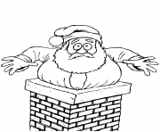 Printable santa stuck in the chimney christmas coloring pages