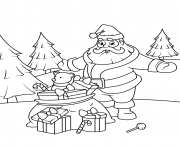 Printable santa claus with gifts christmas coloring pages