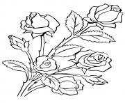 Printable five roses a4 coloring pages