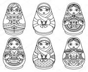Printable matryoshka russian folk nesting doll coloring pages
