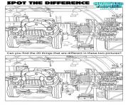 Printable Monster Trucks activity sheets spot the difference coloring pages