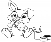 Printable easter bunny paint eggs coloring pages