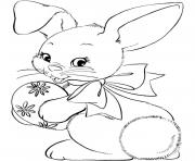 Printable easter bunny bunny with egg coloring pages
