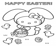 Printable hello kitty happy easter coloring pages