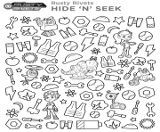 Printable rusty rivets hide and seek coloring pages