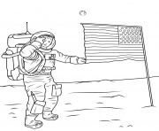 Printable neil armstrong on moon usa america coloring pages