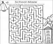 Printable back to school maze coloring pages