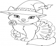 Printable cat witch halloween coloring pages