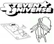 Printable steven universe beach with opal coloring pages