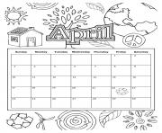 Printable april school calendar 2019 coloring pages