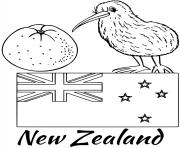 Printable new zealand flag kiwi coloring pages