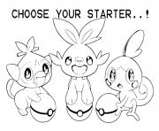 Printable grookey scorbunny sobble coloring pages