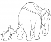 Printable dumbo walks with his mother coloring pages