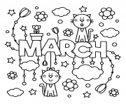 Printable spring march kids coloring pages