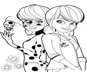 Printable ladybug and marinette from miraculous ladybug coloring pages