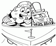 Printable Patrick and Spongebob in the little boat coloring pages