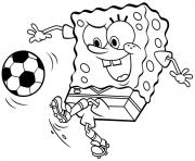 Printable spongebob play soccer coloring pages
