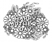 Printable happy mothers day for adult flowers nature coloring pages