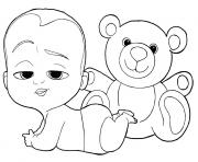 Printable Boss Baby and Teddy Bear coloring pages