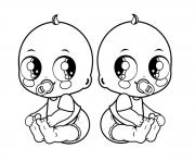 Printable Baby Twins coloring pages