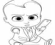 Printable boss baby with cell phone coloring pages