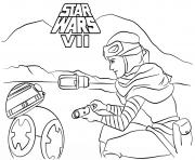 Printable rey and bb 8 Star Wars Episode VII The Force Awakens coloring pages