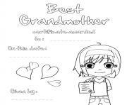 Printable Best Grandmother Certificate to Color coloring pages