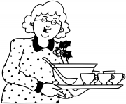 Printable grandmother with dinner coloring pages