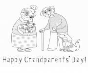 Printable happy grandparents day with dog cat love coloring pages