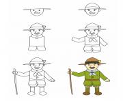 Printable how to draw robert baden powell coloring pages