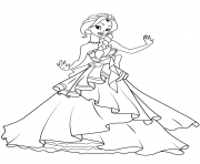 Printable dancing princess having fun coloring pages