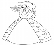 Printable princess with roses coloring pages