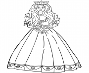 Printable princess with roses bouquet coloring pages