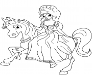 Printable princess riding horse coloring pages