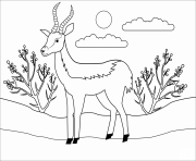 Printable antelope animal simple coloring pages