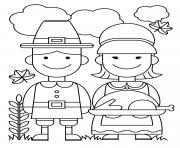 Printable Thanksgiving Couple Food Ready Turkey coloring pages